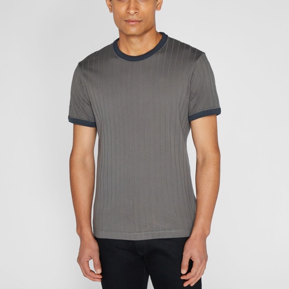 Wide Rib Ringer Tee - New With Tags - NEVER WORN - Grey - Picture 1 of 5
